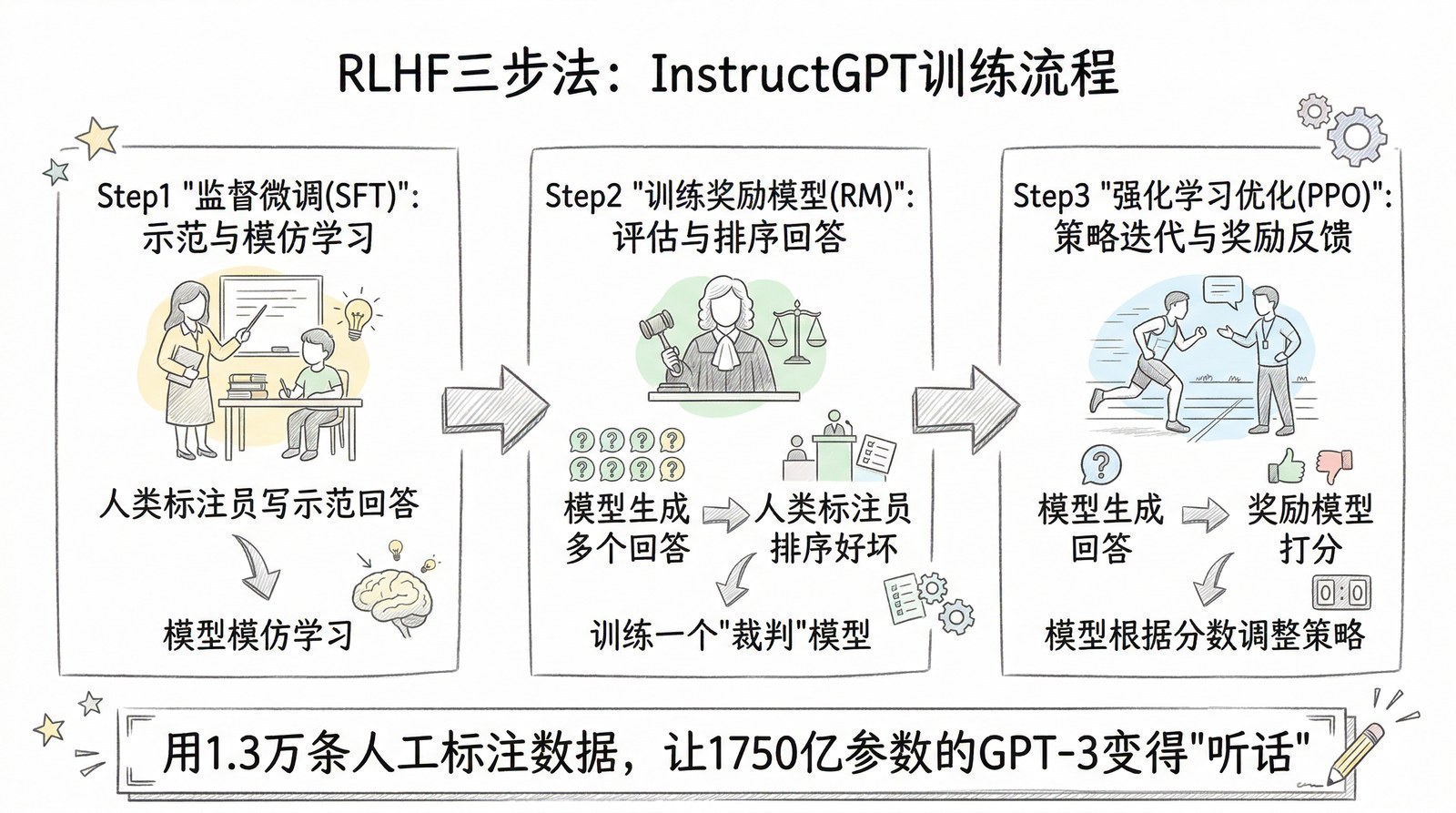 图 第七章-2：RLHF三步法